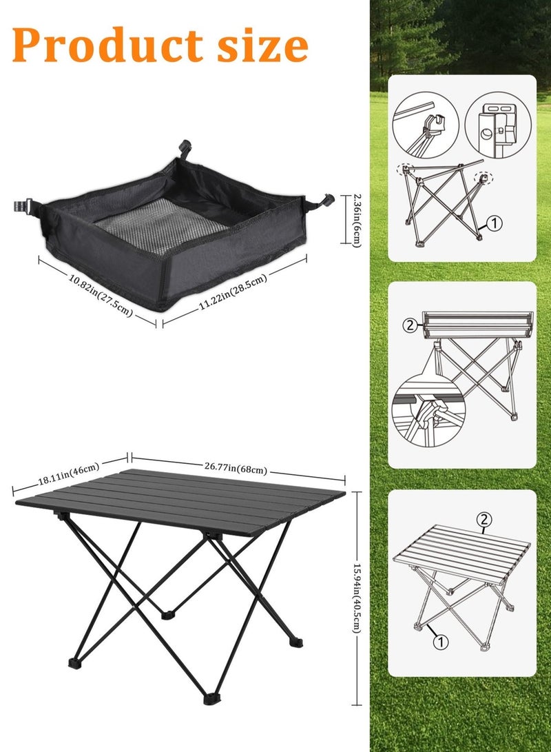 أرابايت طاولة تخييم خارجية، طاولة تخييم محمولة خفيفة الوزن مع سطح طاولة قابل للطي من سبائك الألومنيوم وحقيبة تخزين، طاولة خارجية قابلة للطي سريعة التركيب للنزهات الخارجية والشاطئ والمشي لمسافات طويلة وصيد الأسماك، لون أسود (كبير) - Image 2